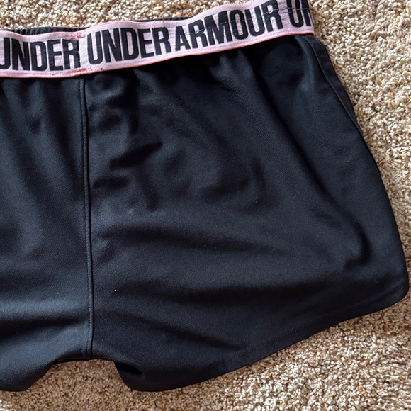 Under Armour Women's Black Shorts with Pink Waistband - Picture 5 of 5